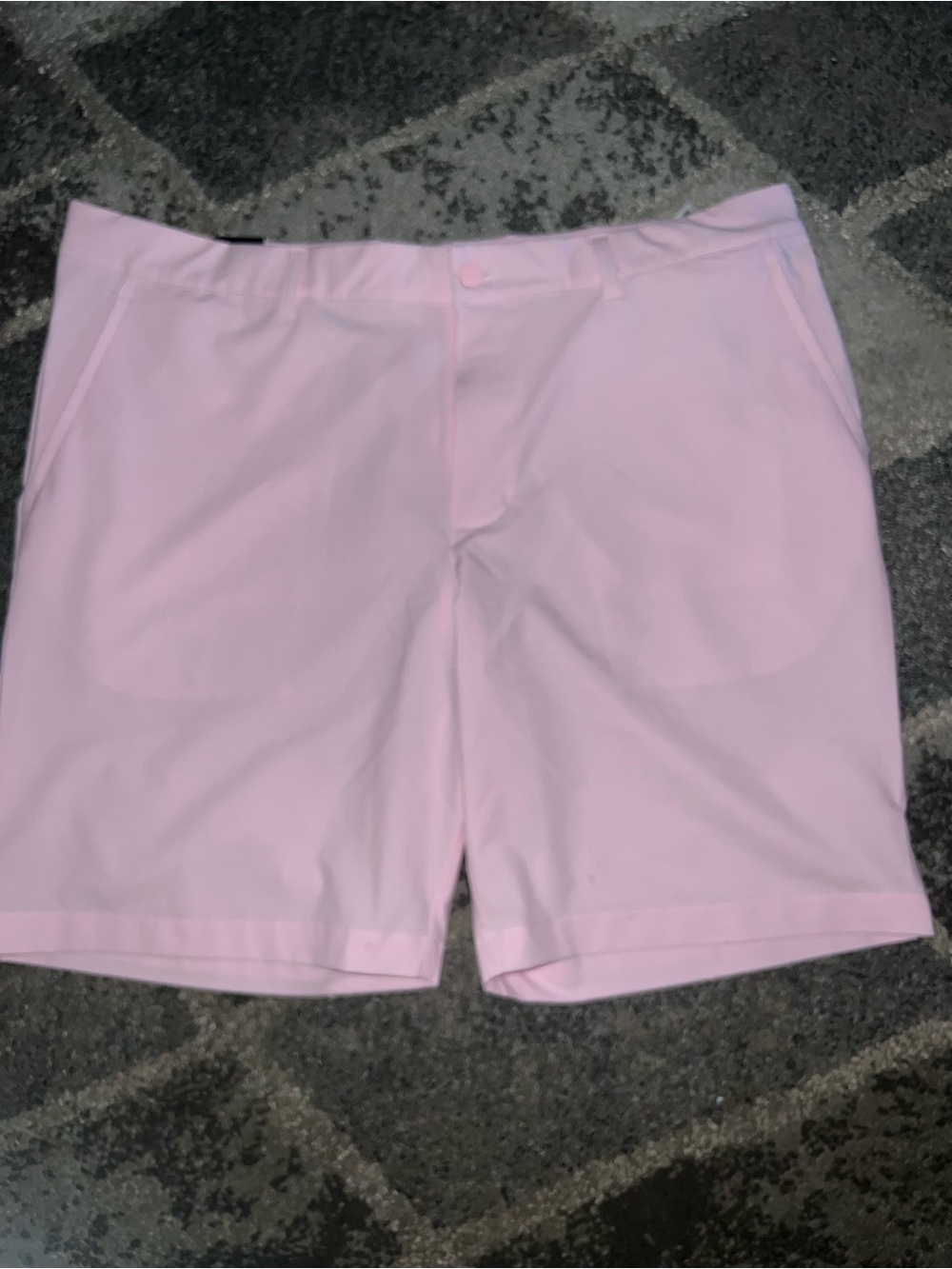 adidas Ultimate365 8.5-Inch Golf Shorts in the "Clear Pink" colorway.